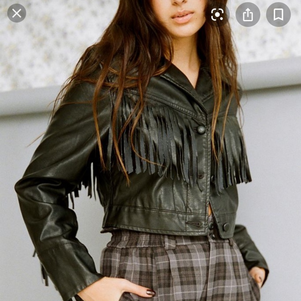 Mira Vegan Leather Fringe Jacket